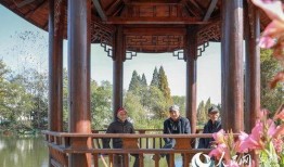 吃瓜两三个凉亭,吃瓜闲聊，悠然度时光